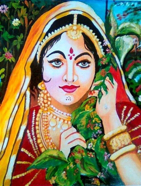 #Indian woman art on oil colors