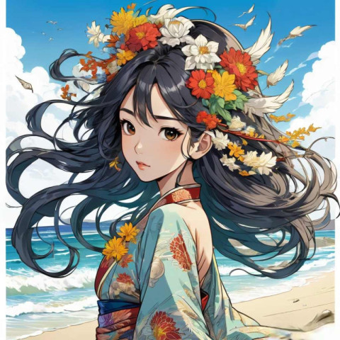 A girl with flowers in her hair