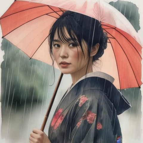 Japanese woman with umbrella