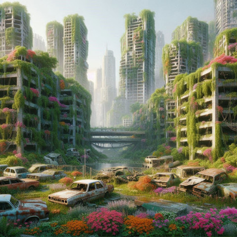 Post-Apocalyptic City Overrun by Nature