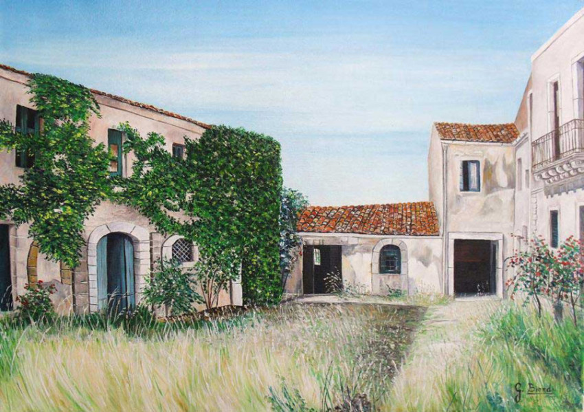 Titolo:  Un cortile in abbandono  cm.50x70