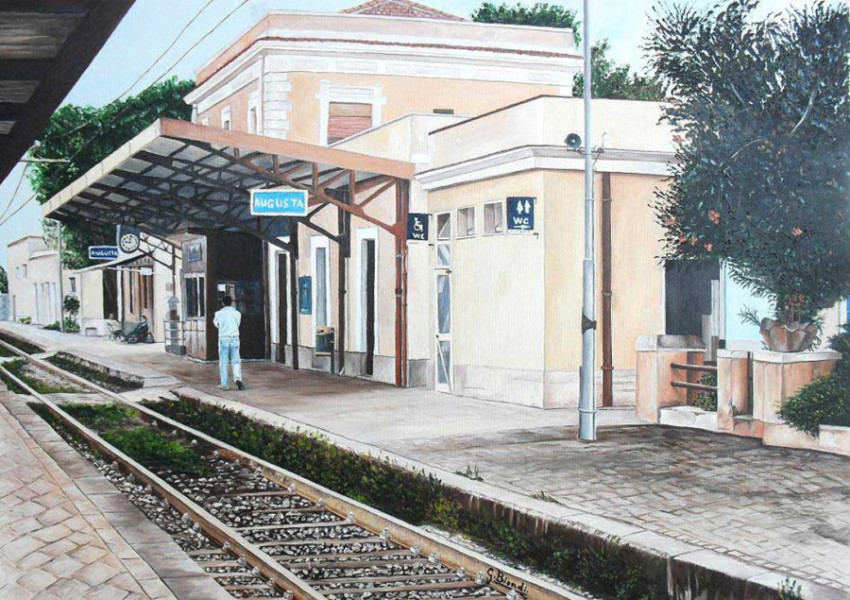 Titolo: La stazione di Augusta cm. 50x70