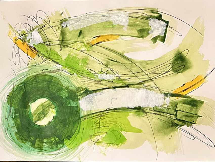 green abstract painting