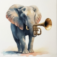 Elephant with a trumpet